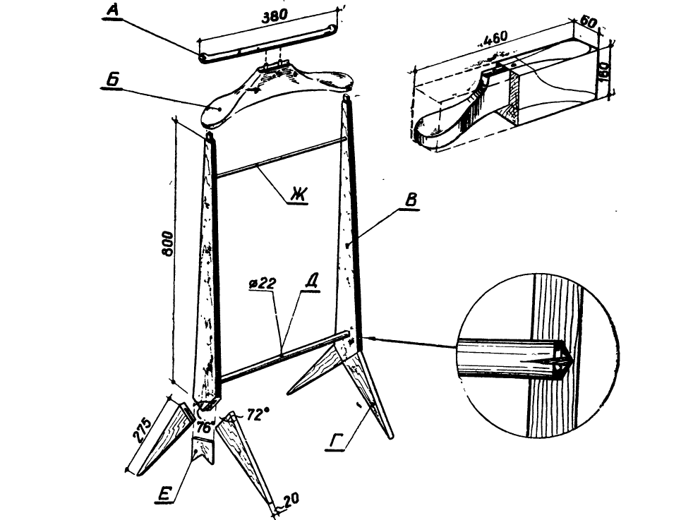 Напольная стойка для одежды своими руками: из труб и дерева, размер, ширина и виды