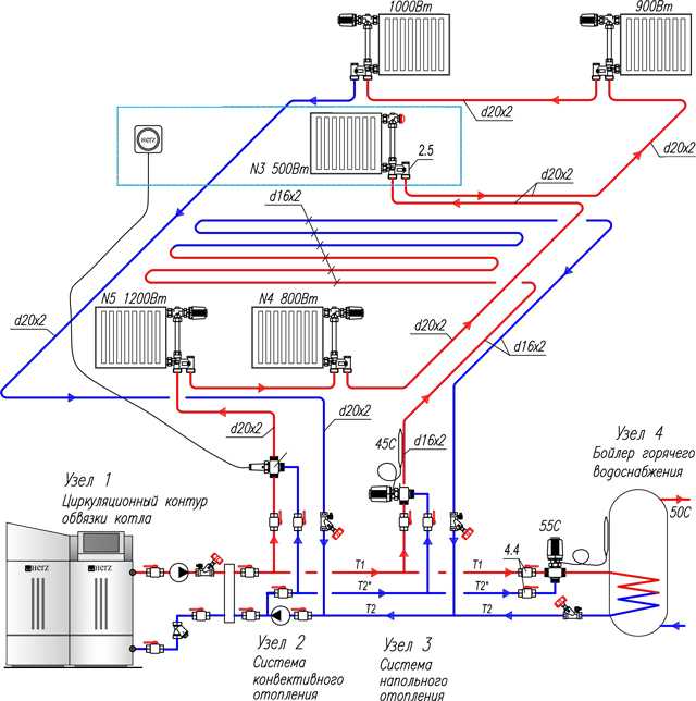 Чертеж отопления частного дома: Схемы отопления дома - однотрубная и двухтрубная схема системы отопления