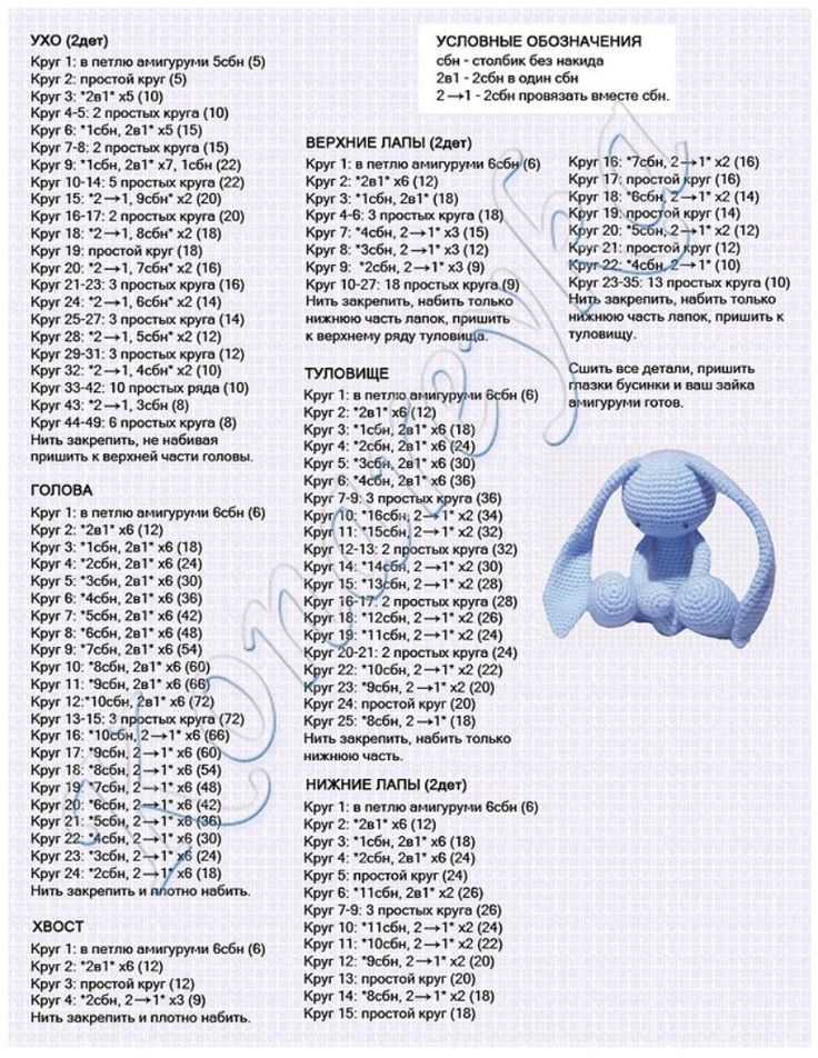 Схема вязания зайки крючком: Амигуруми зайки крючком. Схемы и описания вязания игрушек крючком