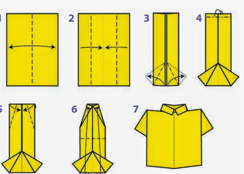 Как сделать из бумаги рубашку: Оригами рубашка с галстуком из бумаги: схема поделки для детей