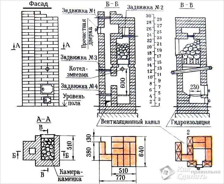 Чертежи печи для бани своими руками из кирпича: Печь для бани своими руками: из кирпича, из металла — чертежи, порядовки и этапы строительства