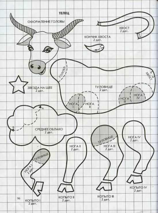 Выкройка из фетра корова: Бык из фетра своими руками с выкройками, как сшить символ 2021 года из фетра