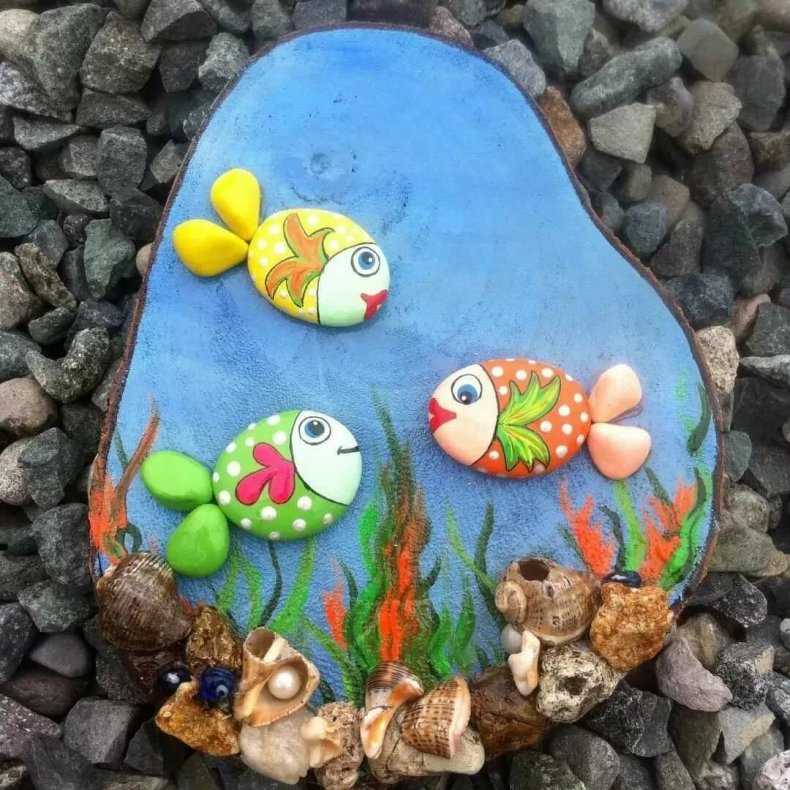 Рисование на камнях рыбки: Рисунки на камнях "Рыбки"