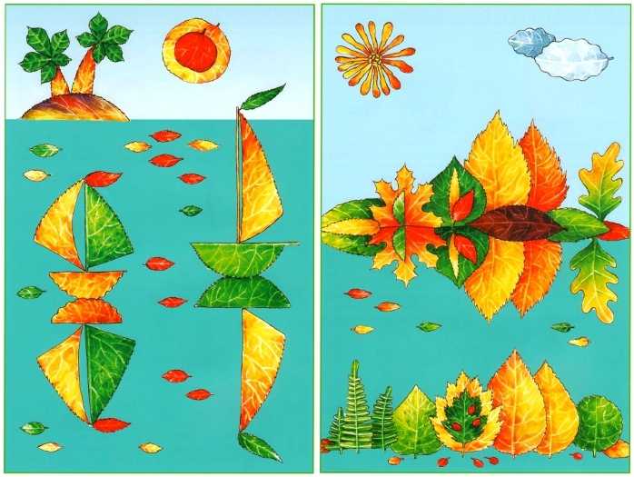 Аппликация из листьев на тему осень 4 класс: 100 фото + шаблоны в садик и школу