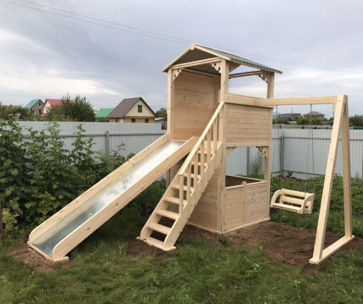 Деревянные горки для детских площадок: Горки деревянные