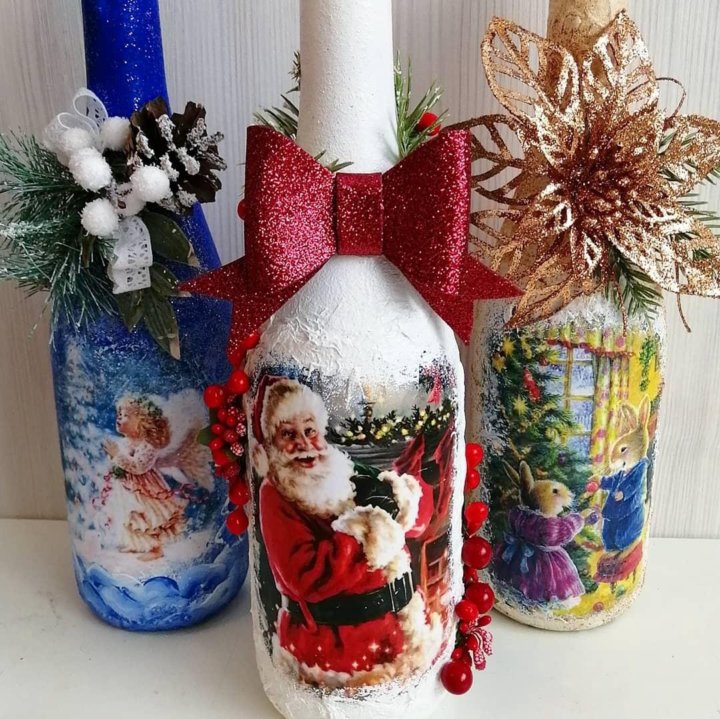 Декор новогодней бутылки шампанского своими руками: Новогодние бутылки своими руками: 27 необычных идей