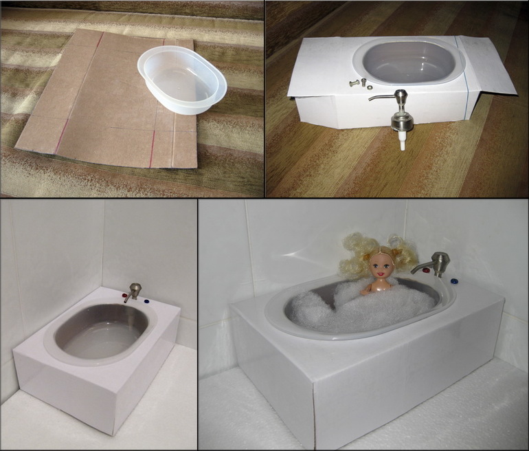 Как сделать из бумаги раковину: Раковина для кукол в ванную комнату МК.+ванна