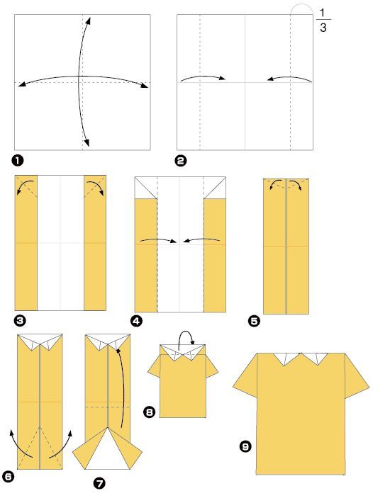 Как сделать из бумаги рубашку: Оригами рубашка с галстуком из бумаги: схема поделки для детей