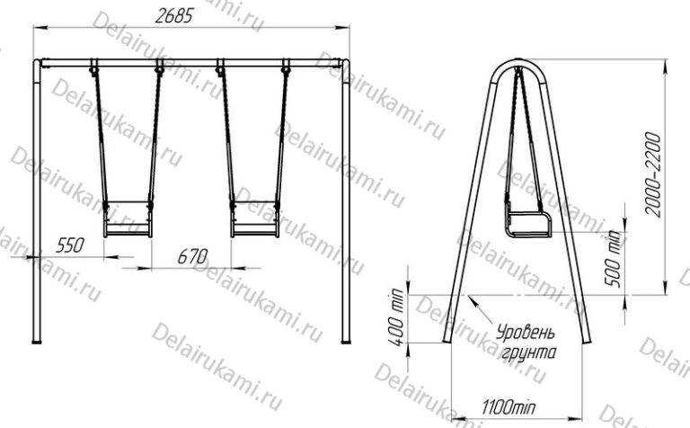 Качели детские для двоих своими руками: как сделать качели для детей из дерева своими руками, чертежи уличных металлических моделей для дачи