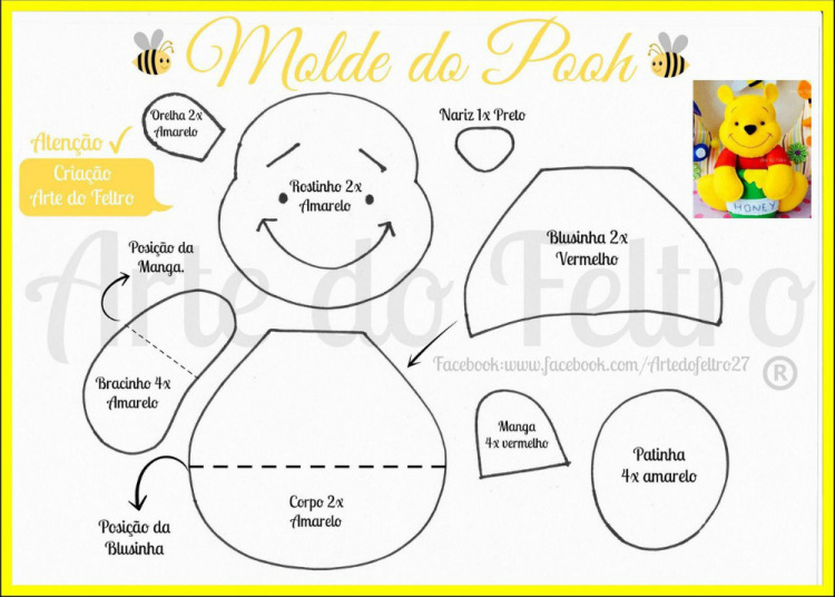 Выкройка винни пух из фетра: Игрушки Винни Пух и Пятачок из фетра + выкройка