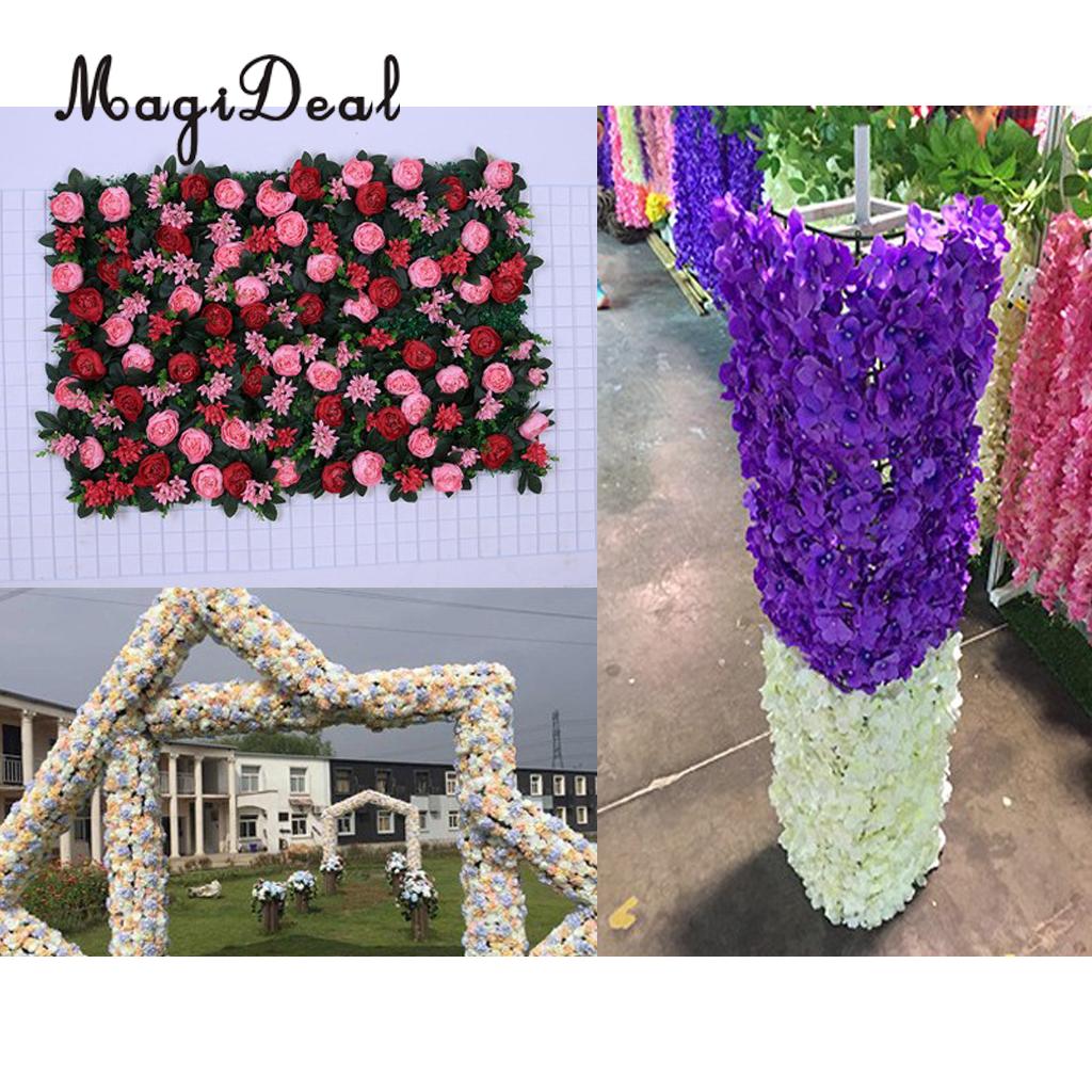  2Pieces Romantic Artificial Flower Wall Panels Wedding Venue Decor Pink White