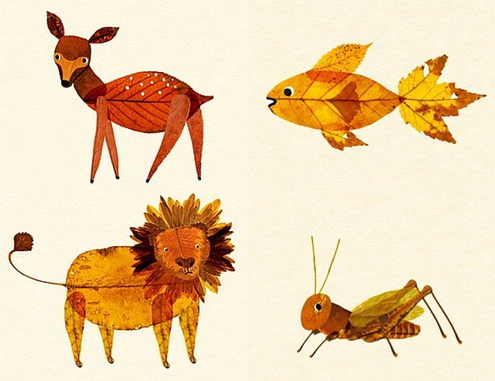 Картинки из листьев животных: Животные из листьев (18 фото)