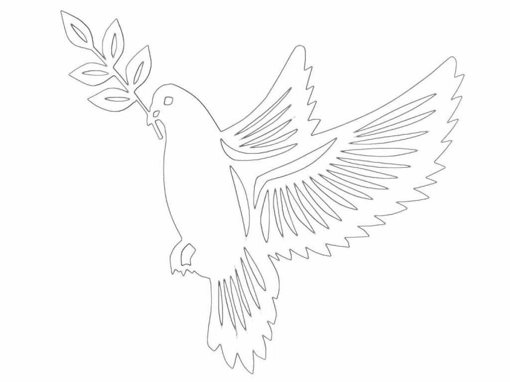 Картинка голубя для вырезания из бумаги распечатать: Объемный Голубь Мира Шаблон и Трафарет