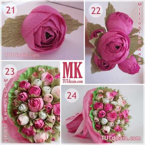 Розы из гофрированной бумаги мастер класс с конфетами: Роза из конфет мастер-класс - Buket7.ru