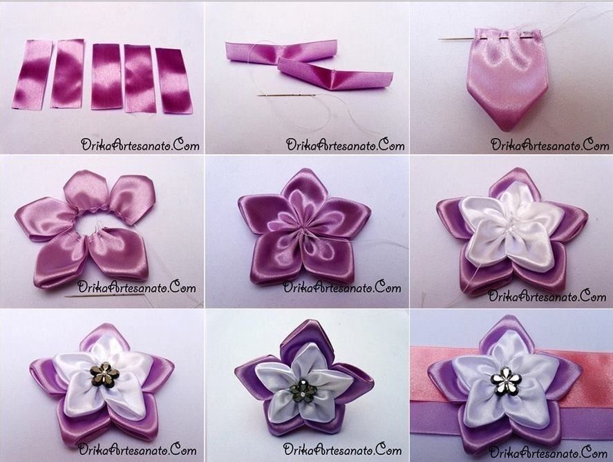 Как сделать цветочки из атласной ленты своими руками: 6 мастер-классов для начинающих (30+ фото)