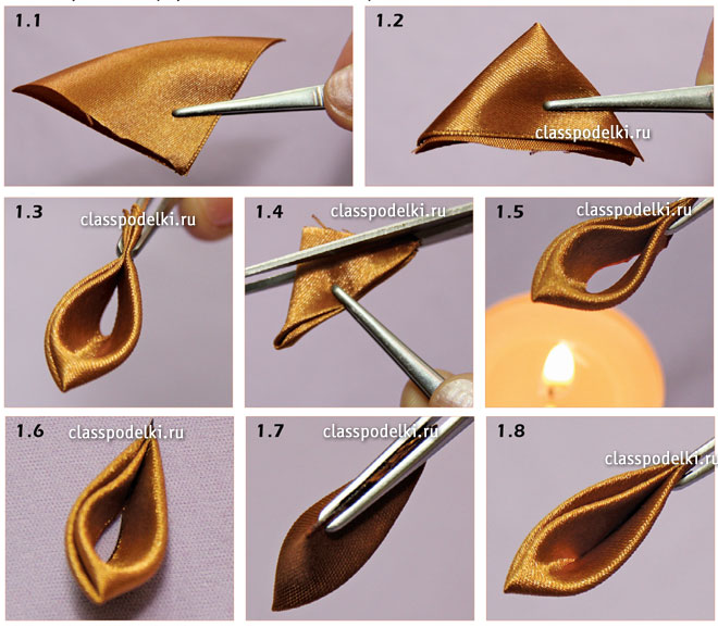 Как делать канзаши из атласных ленточек: 10 мастер-классов как сделать канзаши из ленты
