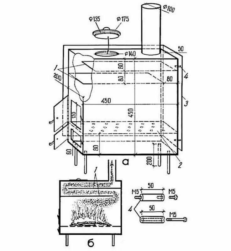 Печка для бани из металла своими руками: чертежи металлической печки, схема и размеры железной конструкции