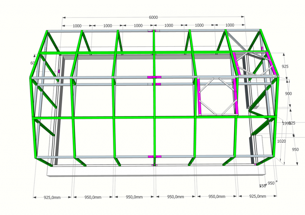Чертежи теплицы из поликарбоната: Чертежи и размеры теплицы из поликарбоната: фото парника 3:6, 3:4