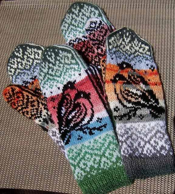 Варежки снегири спицами: Варежки со снегирями спицами – много моделей со схемами и описанием, видео мк