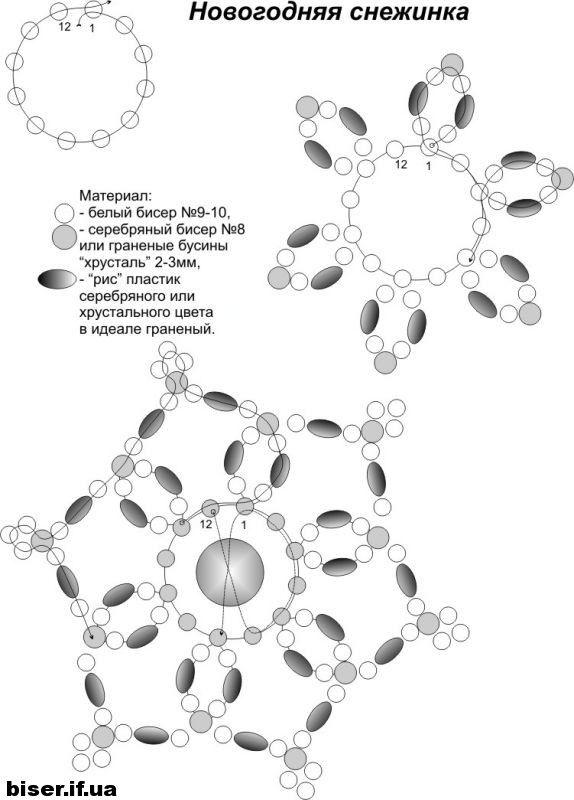 Снежинки схема из бисера: Снежинки из бисера и бусин своими руками: схемы плетения