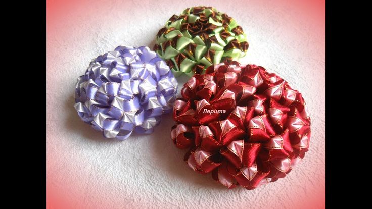 Цветок канзаши из ленты 1 см: Большие цветы из ленты 1см и 2.5см/Satin Ribbon Flower/Tutorial/D.I.Y - YouTube