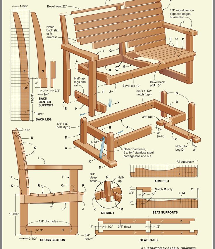 Чертежи мебели из дерева с размерами: Садовая мебель – чертежи и размеры