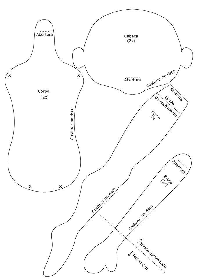 Выкройка текстильной куклы с ушками: Выкройки текстильных кукол разных мастеров | all Dolls