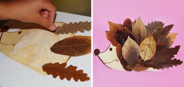 Ежик из листьев на тему осень своими руками: Ежик из листьев, мастер-класс и шаблон