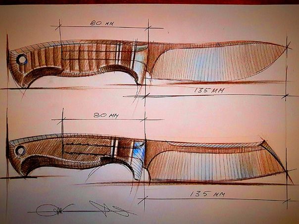 Эскиз для изготовления ножей: Более 800 чертежей и эскизов ножей