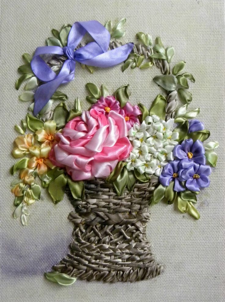 Цветы из лент вышивка: Вышивка лентами цветы для начинающих, рекомендации в необычной технике, схемы и фото композиций полевых букетов