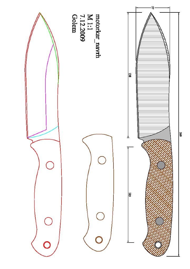 Эскиз для изготовления ножей: Более 800 чертежей и эскизов ножей