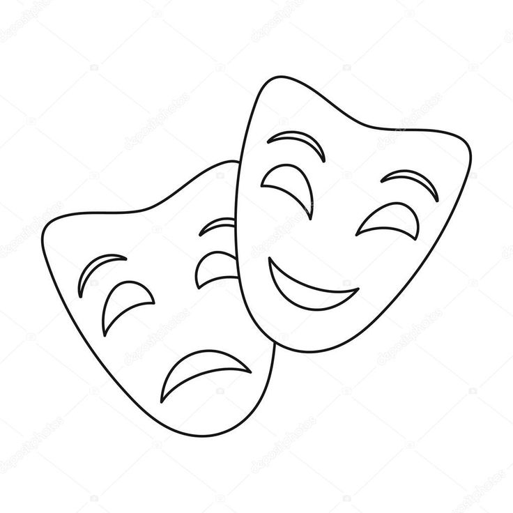 Театральные маски трафареты: Театральная маска шаблон - 70 фото
