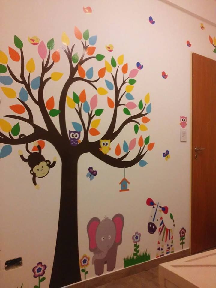 Делаем дерево на стене своими руками из скотча в детсаду: Как оформить стены в детской 👉 150 актуальных идей 2020г + фото