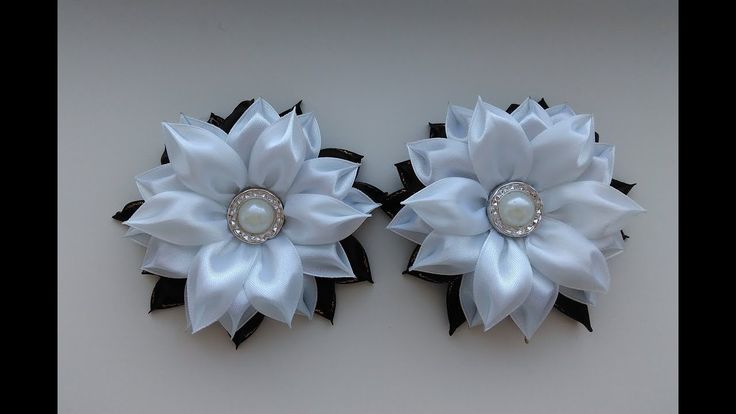 Цветок канзаши из ленты 1 см: Большие цветы из ленты 1см и 2.5см/Satin Ribbon Flower/Tutorial/D.I.Y - YouTube