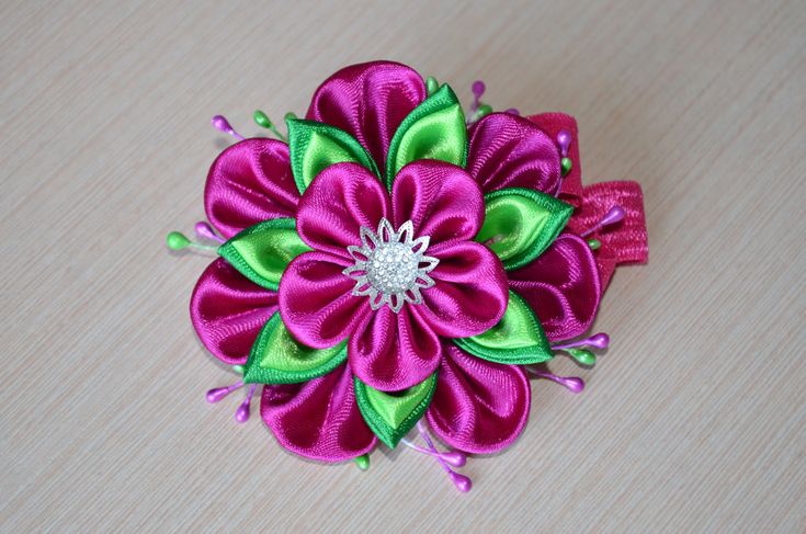 Цветок канзаши из ленты 1 см: Большие цветы из ленты 1см и 2.5см/Satin Ribbon Flower/Tutorial/D.I.Y - YouTube
