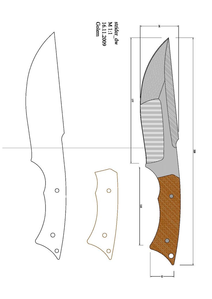Эскиз для изготовления ножей: Более 800 чертежей и эскизов ножей