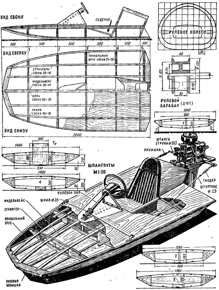 Чертеж лодки деревянной: Чертеж деревянной лодки "Skiff" для постройки своими руками