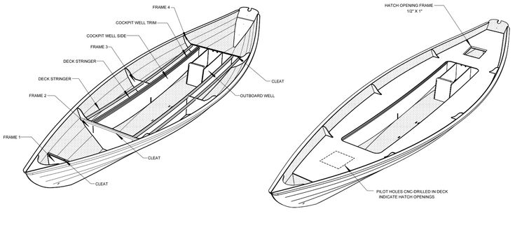 Чертеж лодки деревянной: Чертеж деревянной лодки "Skiff" для постройки своими руками