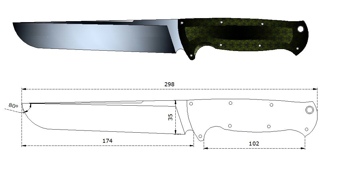 Форма ножа чертежи: Трафареты ножей - 67 фото
