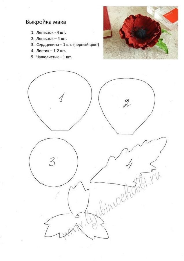 Лекала цветов из ткани: Лекала выкройки цветов из ткани и фоамирана.