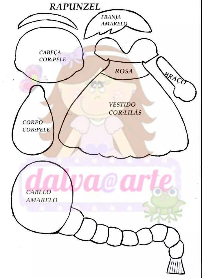 Выкройка рапунцель из фетра: ZPwdlnwF-cY (700x524, 187Kb) | Детские аппликации, Развивающие игрушки, Выкройки