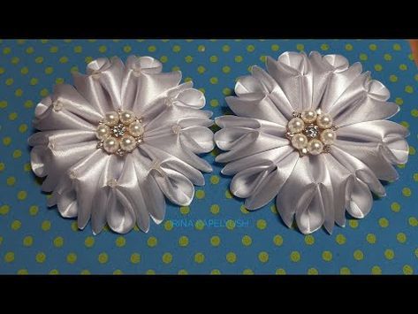 Цветок канзаши из ленты 1 см: Большие цветы из ленты 1см и 2.5см/Satin Ribbon Flower/Tutorial/D.I.Y - YouTube