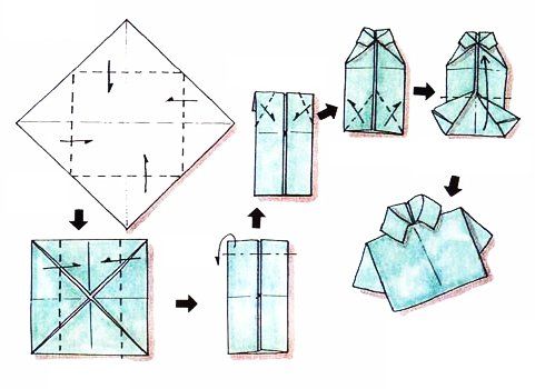 Как сделать из бумаги рубашку: Оригами рубашка с галстуком из бумаги: схема поделки для детей