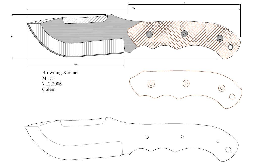 Эскиз для изготовления ножей: Более 800 чертежей и эскизов ножей