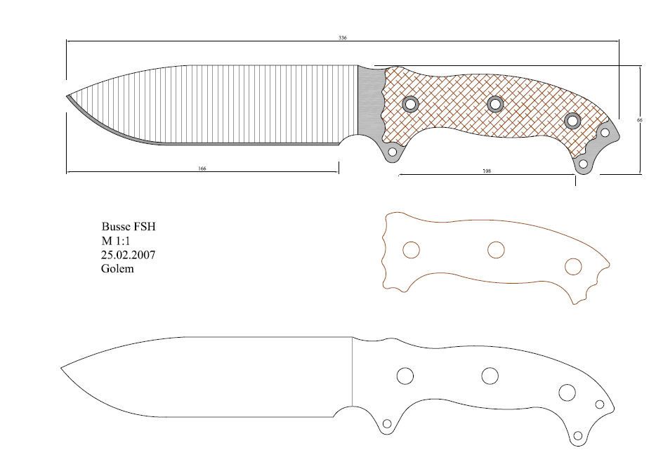 Чертеж нож охотничий: Более 800 чертежей и эскизов ножей