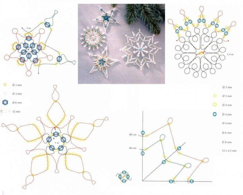 Снежинки из бисера схемы плетения для начинающих пошагово: мастер класс с пошаговым фото