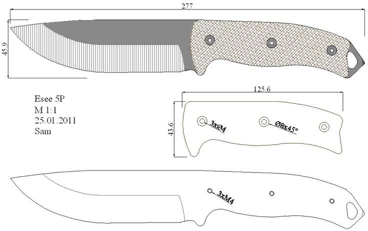 Эскиз для изготовления ножей: Более 800 чертежей и эскизов ножей