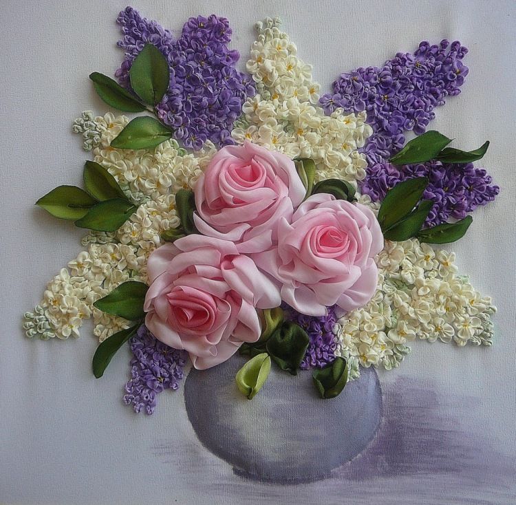 Цветы вышивание лентами: Простой цветок из атласной ленты / A simple flower of satin ribbon - YouTube
