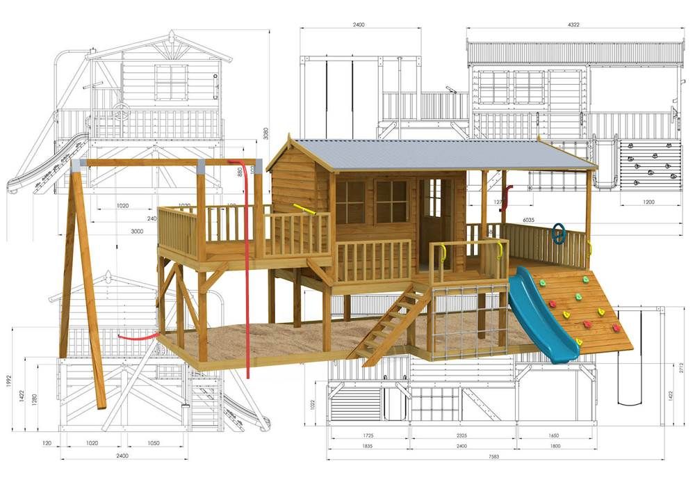 Детская игровая площадка своими руками схемы чертежи: Детский домик своими руками: чертежи, строительство