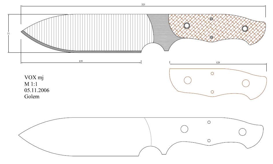 Эскиз для изготовления ножей: Более 800 чертежей и эскизов ножей